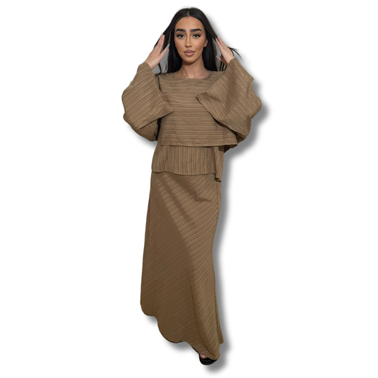  Tia Mode Premium Ribbed Jersey Hijab Scarf (Brown) 70inch L ×  27inch W inches (180cm × 70cm) : Clothing, Shoes & Jewelry